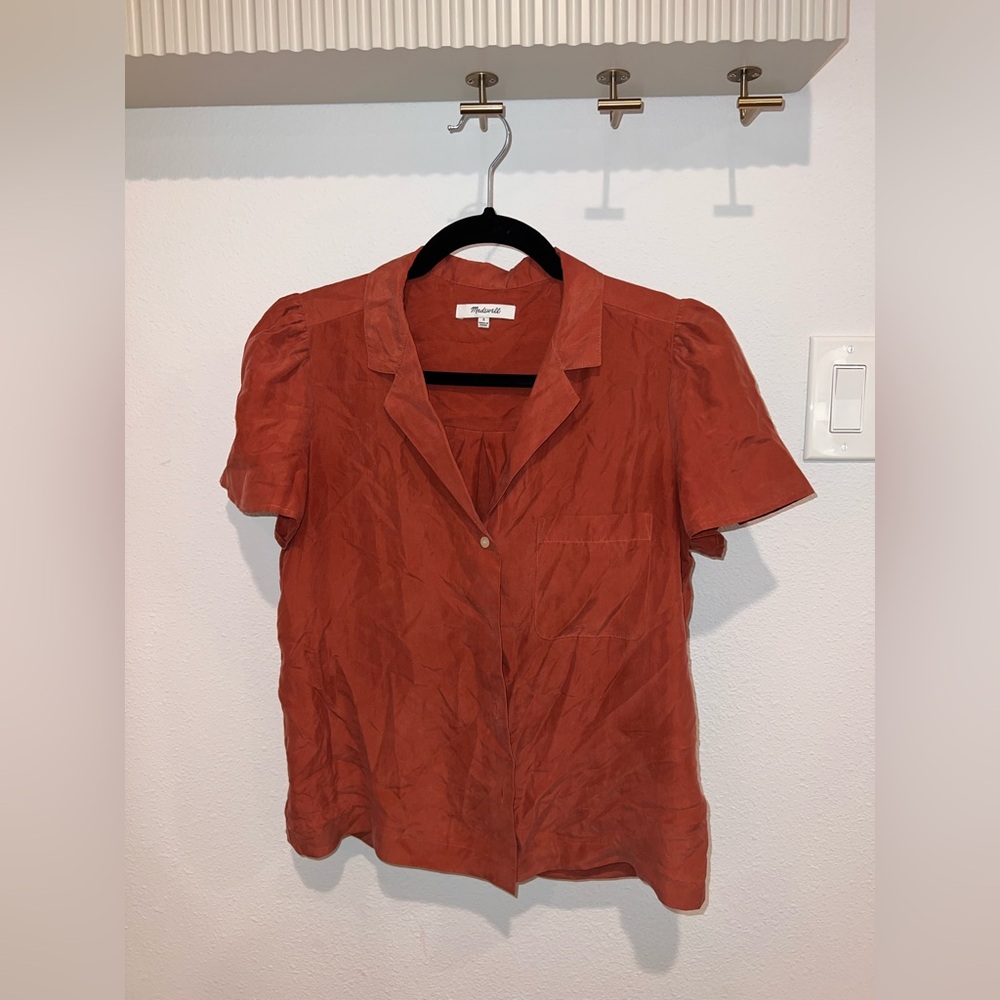 Silk Button Up with Puff Sleeve